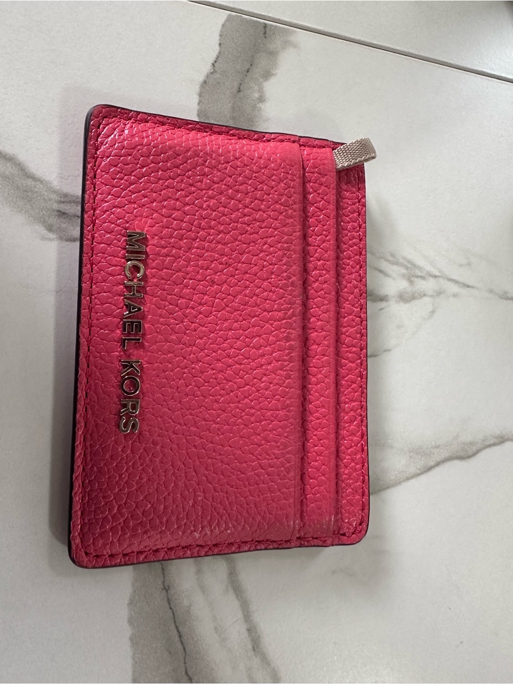 Michael Kors Hot Pink Pebbled Leather Card Case